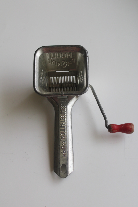 photo of vintage Mouli France hand crank cheese grater, old French kitchen tool  #4