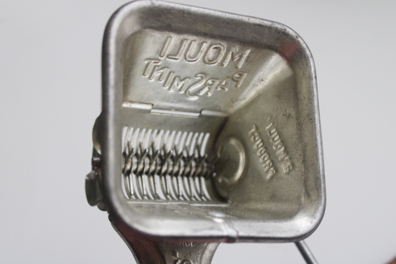 photo of vintage Mouli France hand crank cheese grater, old French kitchen tool  #8