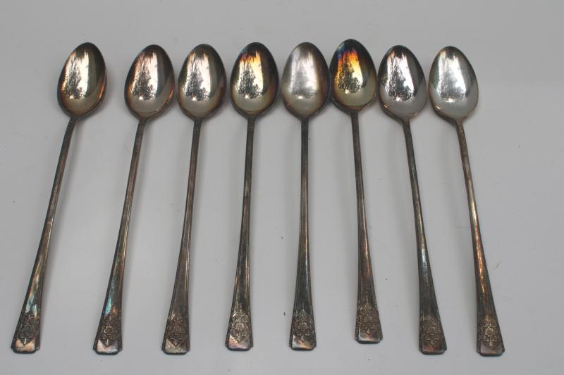 photo of vintage Mountain Rose International Silver silverplate Wm Rogers iced tea spoons #1