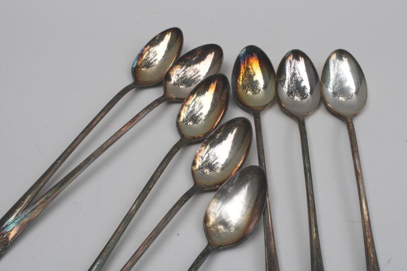 photo of vintage Mountain Rose International Silver silverplate Wm Rogers iced tea spoons #3