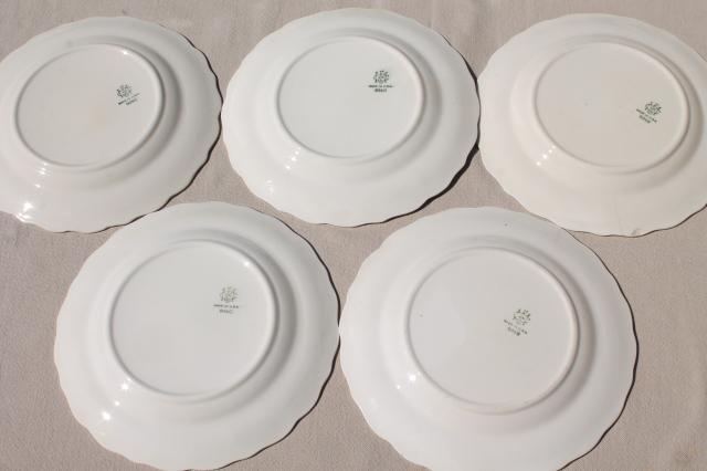 photo of vintage Mt Clemens pottery, Vogue china embossed creamware plates w/ platinum silver band #2