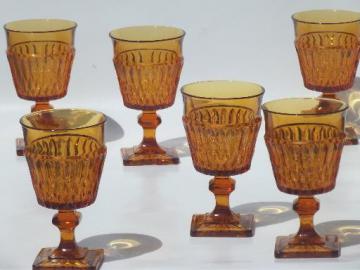 catalog photo of vintage Mt Vernon honeycomb amber glass wine glasses or water goblets