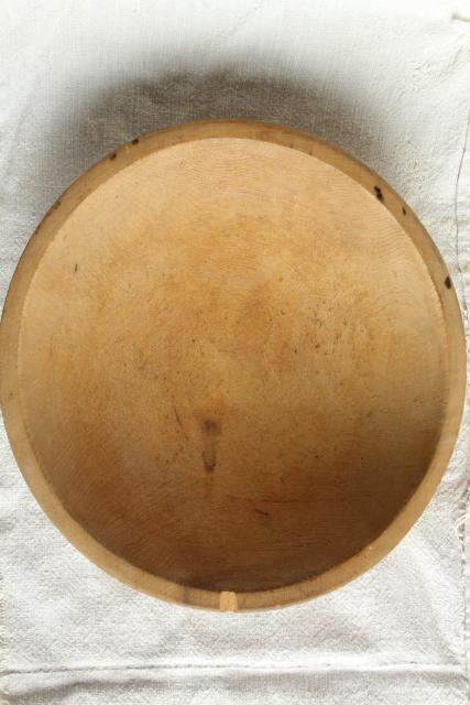 photo of vintage Munising big wood salad bowl, primitive old rustic wooden dough bowl #3