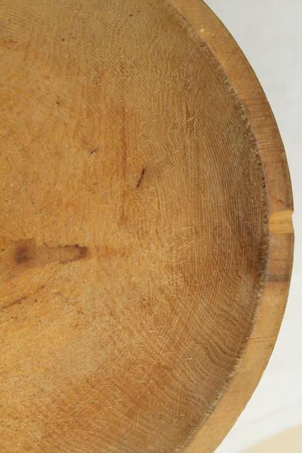 photo of vintage Munising big wood salad bowl, primitive old rustic wooden dough bowl #5