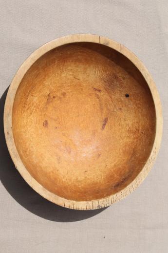 photo of vintage Munising wood bowl, primitive old wooden bowl w/ oiled finish #2