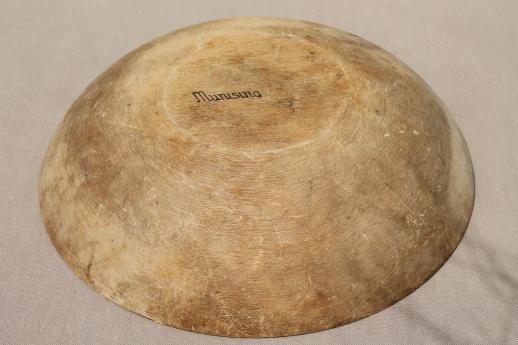 photo of vintage Munising wood bowl, primitive old wooden bowl w/ oiled finish #4