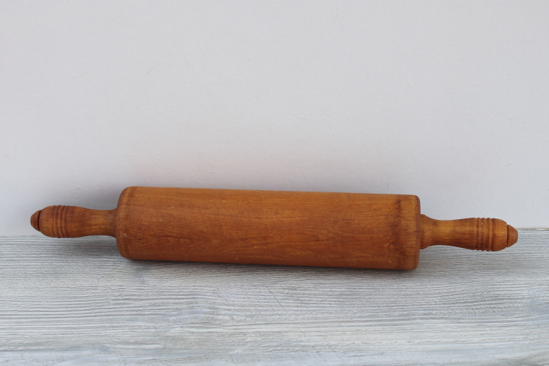 photo of vintage Munising wood rolling pin, rock maple hardwood beeswax finish #1