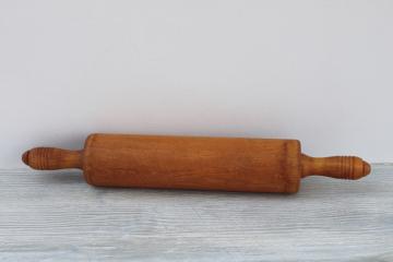 vintage Munising wood rolling pin, rock maple hardwood beeswax finish