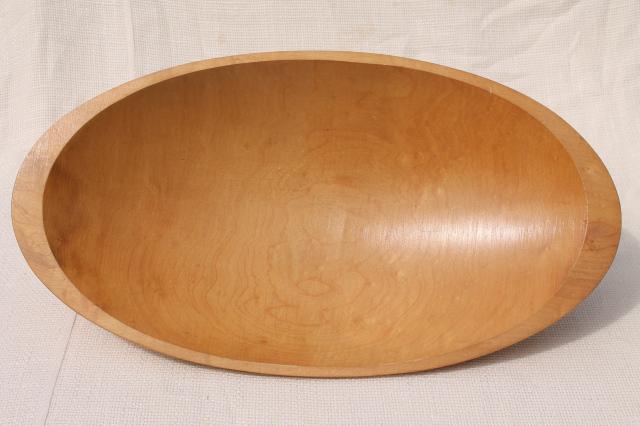 photo of vintage Munising wooden ware, large oval wood bowl w/ carved acorns #3