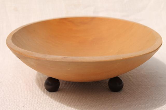 photo of vintage Munising wooden ware, large oval wood bowl w/ carved acorns #5