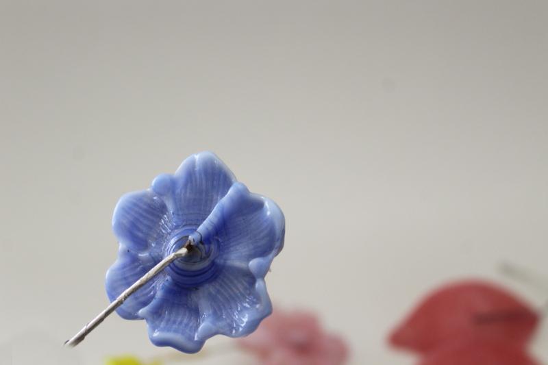 photo of vintage Murano art glass flowers, flower petals and leaves w/ wire stems #4