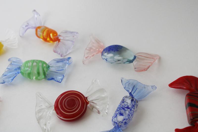 photo of vintage Murano glass candy, hand blown art glass hard candies, stripes, confetti #4