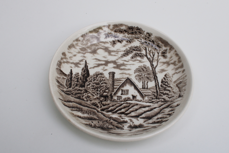 photo of vintage Myott English cottage mini plate brown transferware w/ Tennyson The Brook #1