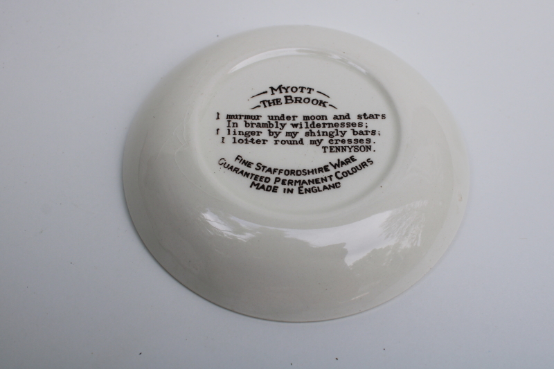 photo of vintage Myott English cottage mini plate brown transferware w/ Tennyson The Brook #2