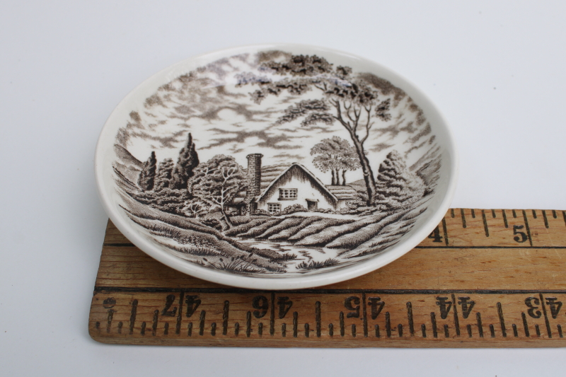 photo of vintage Myott English cottage mini plate brown transferware w/ Tennyson The Brook #3