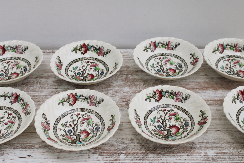 photo of vintage Myott Staffordshire china, Indian Tree pattern cereal bowls set of 8, India tree of life  #2