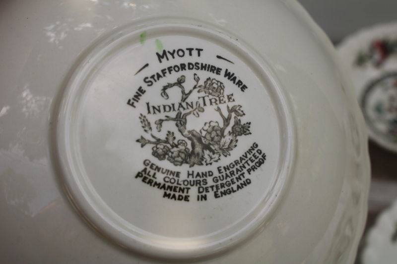 photo of vintage Myott Staffordshire china, Indian Tree pattern cereal bowls set of 8, India tree of life  #4