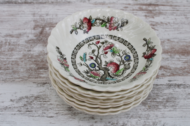 photo of vintage Myott Staffordshire china, Indian Tree pattern cereal bowls set of 8, India tree of life  #9