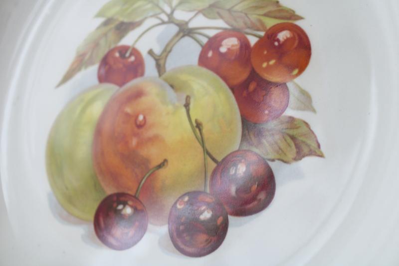 photo of vintage Myott Staffordshire china plates, fruit pattern dessert or salad plates #5