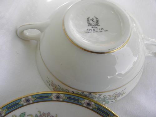 photo of vintage Mystic pattern Lenox china cream soup bowl handled bullion cup #3