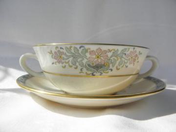 catalog photo of vintage Mystic pattern Lenox china cream soup bowl handled bullion cup