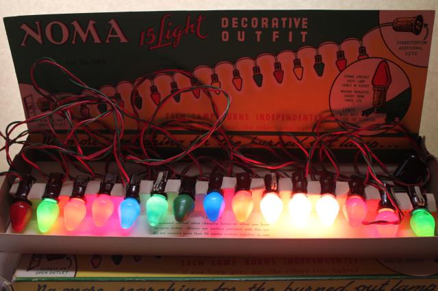 photo of vintage NOMA Christmas lights in original boxes, a tree full of working lights! #1