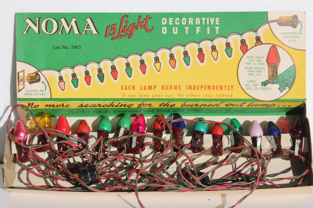 photo of vintage NOMA Christmas lights in original boxes, a tree full of working lights! #4