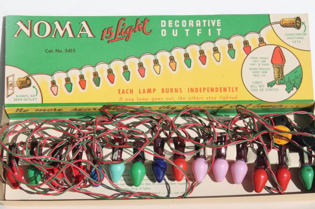 photo of vintage NOMA Christmas lights in original boxes, a tree full of working lights! #5