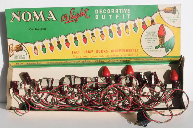 photo of vintage NOMA Christmas lights in original boxes, a tree full of working lights! #13