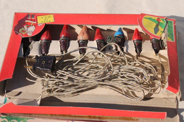 photo of vintage NOMA Christmas tree lights, light string w/ bulbs in original box #2