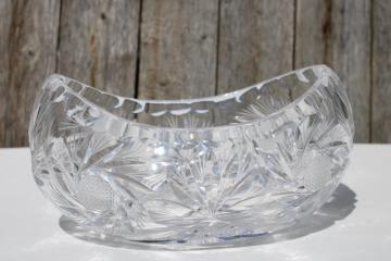 catalog photo of vintage Nachtmann crystal bowl, oval flower boat shape w/ cut pinwheel star