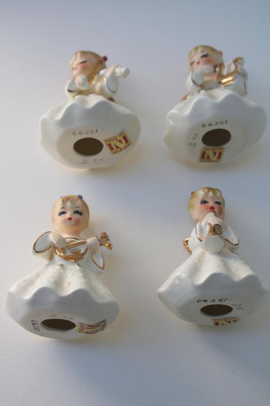 photo of vintage Napco Japan Christmas angels figurines, mini angel band w/ musical instruments #5