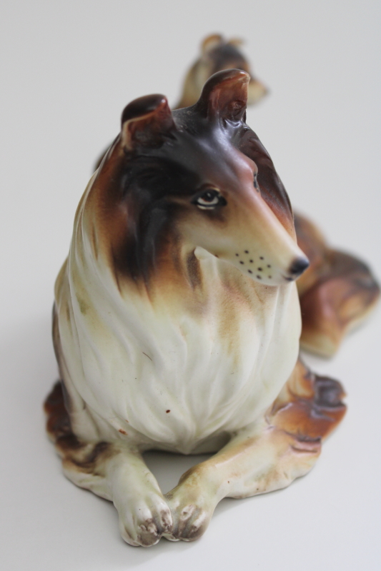 photo of vintage Napco Japan ceramic figurine, mama & puppy collie dog, cute Mothers Day gift! #3