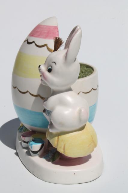 photo of vintage Napco hand-painted china planter, Easter egg & bunny rabbit holiday vase #4