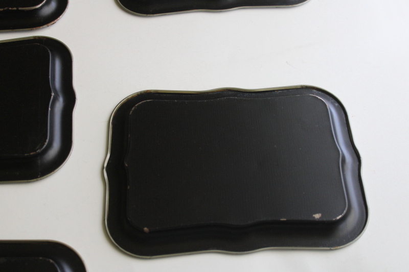 photo of vintage Nashco New York metal tip trays, set of 8 MCM bar cocktail trays w/ matte black finish  #7