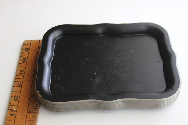 photo of vintage Nashco New York metal tip trays, set of 8 MCM bar cocktail trays w/ matte black finish  #9