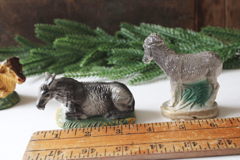 photo of vintage Nativity scene animals, lot of sheep, donkeys, cow Christmas creche figures Italy & Japan #7