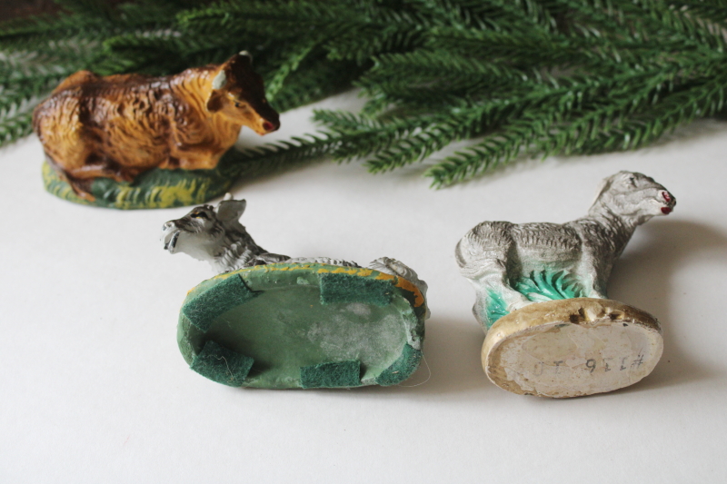 photo of vintage Nativity scene animals, lot of sheep, donkeys, cow Christmas creche figures Italy & Japan #8