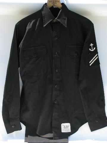 photo of vintage Navy sailor's uniform shirt & pants w/anchor patch #1