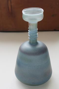 catalog photo of vintage Neker Jerusalem art glass bottle or vase, smoky blue shaded purple color 