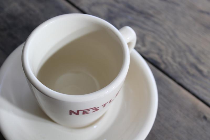 photo of vintage Nestle's cocoa mug, adobe tan British restaurant china cup & saucer w/ Scottish Sterling mark #2