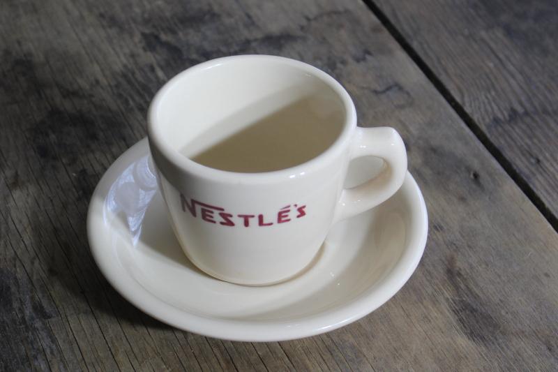 photo of vintage Nestle's cocoa mug, adobe tan British restaurant china cup & saucer w/ Scottish Sterling mark #8