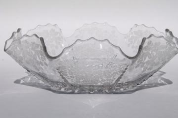 catalog photo of vintage New Martinsville Radiance crystal clear glass bowl w/ flower basket etch