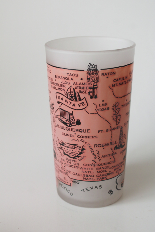 photo of vintage New Mexico state map print drinking glass, souvenir from the days of road trip travel  #2