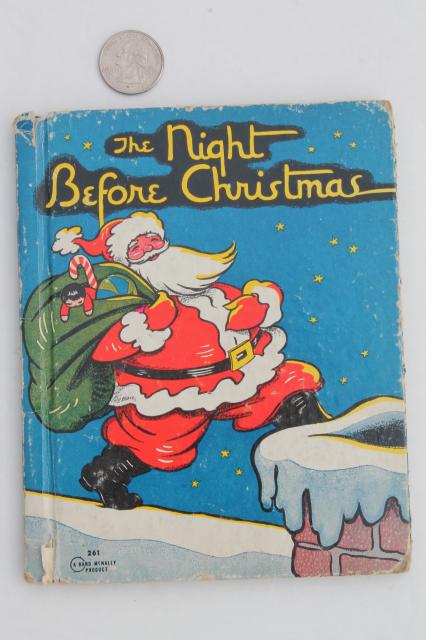 photo of vintage Night Before Christmas story picture book & Santa / reindeer die-cut paper decorations #4