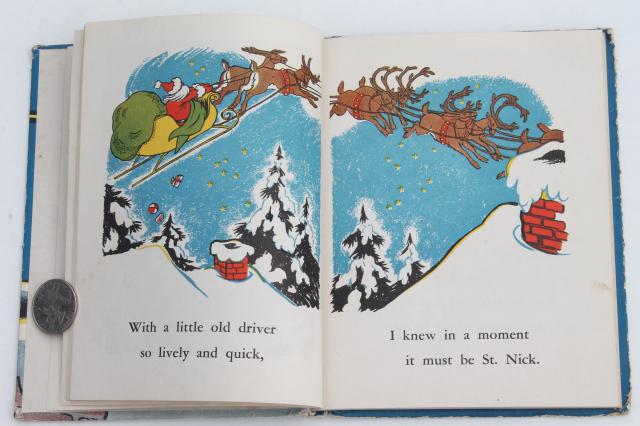 photo of vintage Night Before Christmas story picture book & Santa / reindeer die-cut paper decorations #8