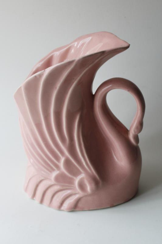 photo of vintage Niloak pottery, pink swan vase or planter, deco modern mid-century decor #3