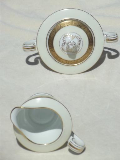 photo of vintage Noritake Goldkin encrusted gold band china cream & sugar set #4