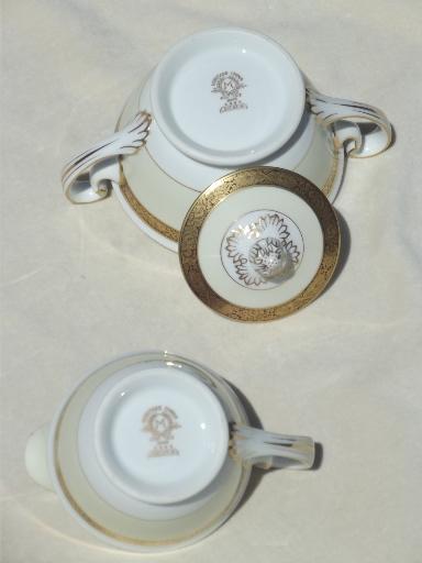 photo of vintage Noritake Goldkin encrusted gold band china cream & sugar set #5