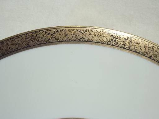 photo of vintage Noritake Goldkin encrusted gold band china, round covered bowl #6